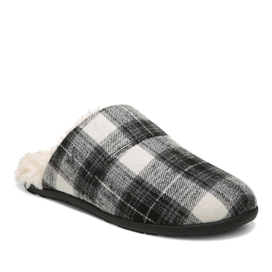 VIONIC Men's Alfons Mule Slippers in Plaid - Comfortable House Shoes for Men