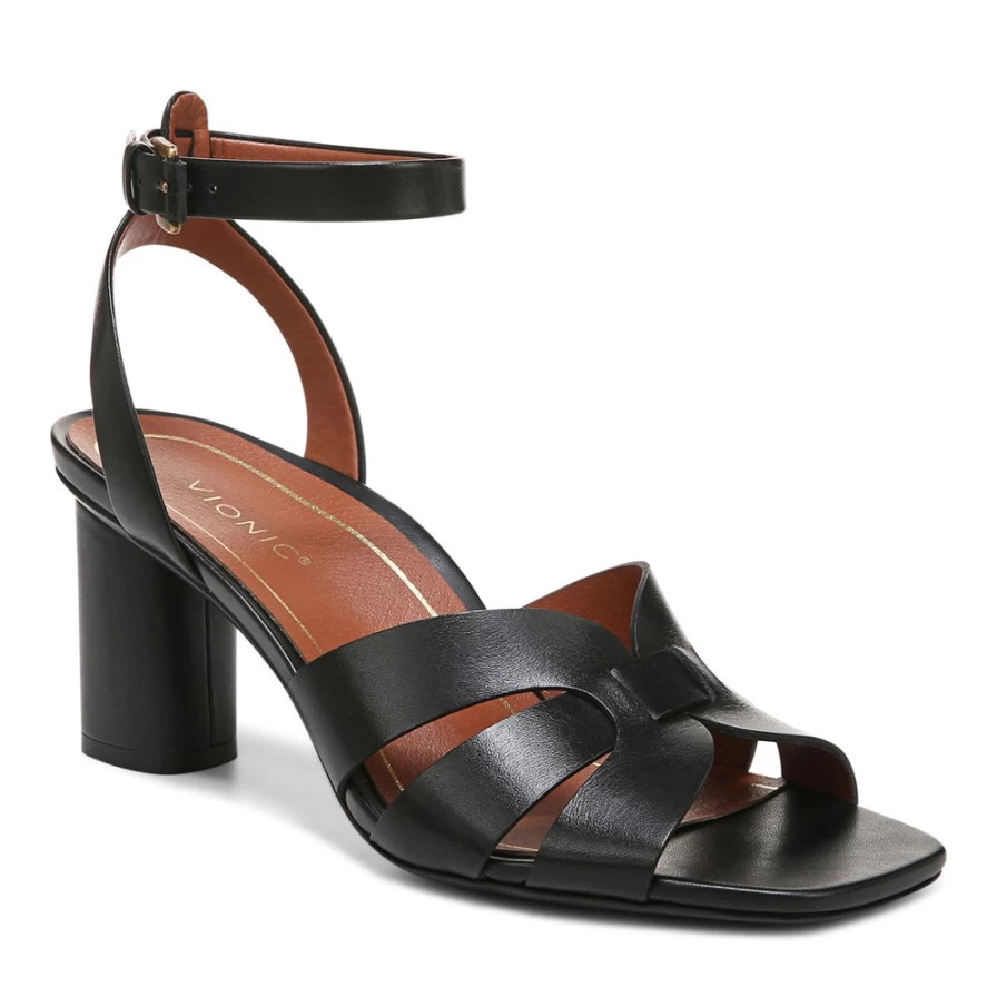 VIONIC Women's Marrin Black Heeled Sandals for Comfort and Style