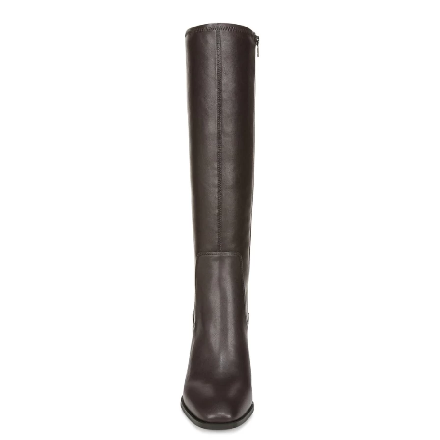 VIONIC Women's Inessa Tall Boots in Chocolate Stretch Synthetic Leather