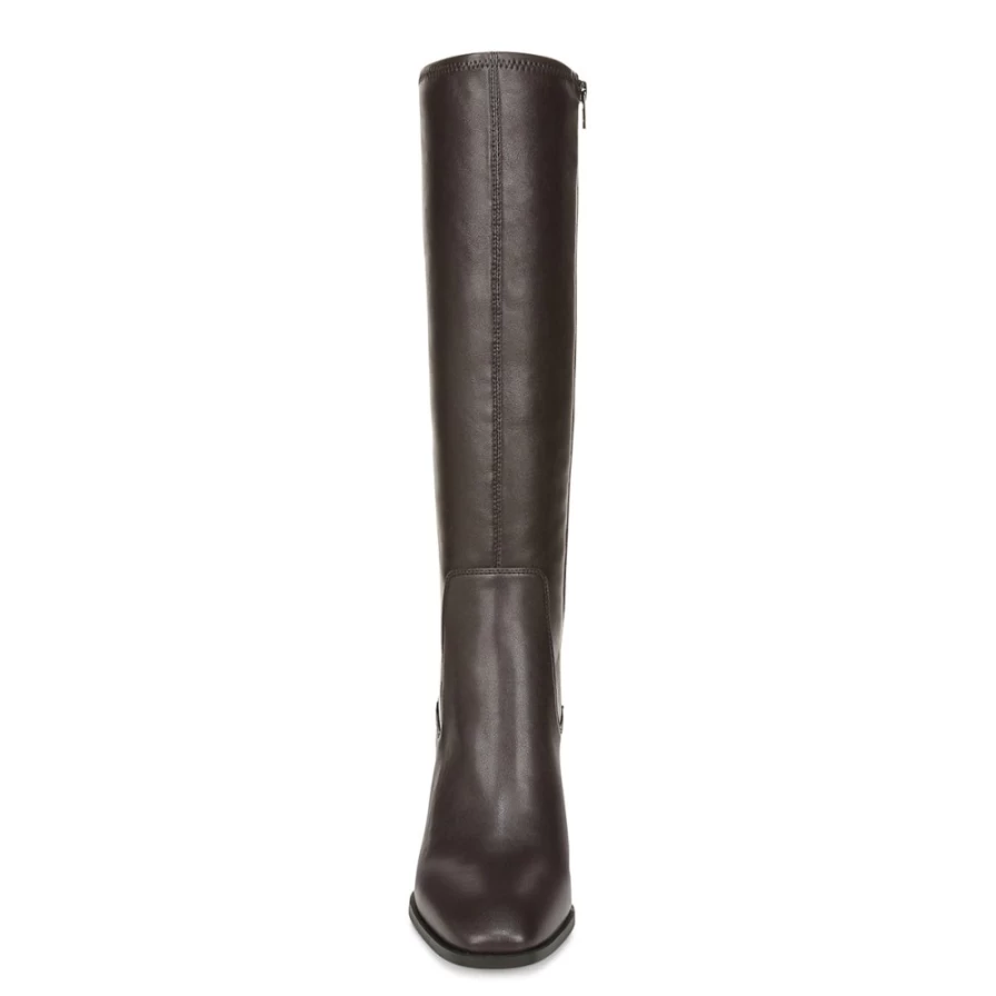 VIONIC Women's Inessa Tall Boot in Chocolate Stretch Synthetic Leather