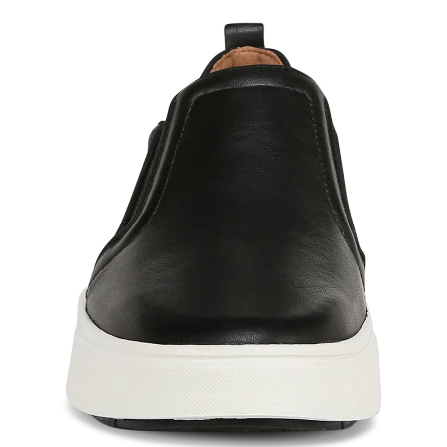 VIONIC Women's Kimmie Wide Width Sneakers in Black Leather for Comfort and Support